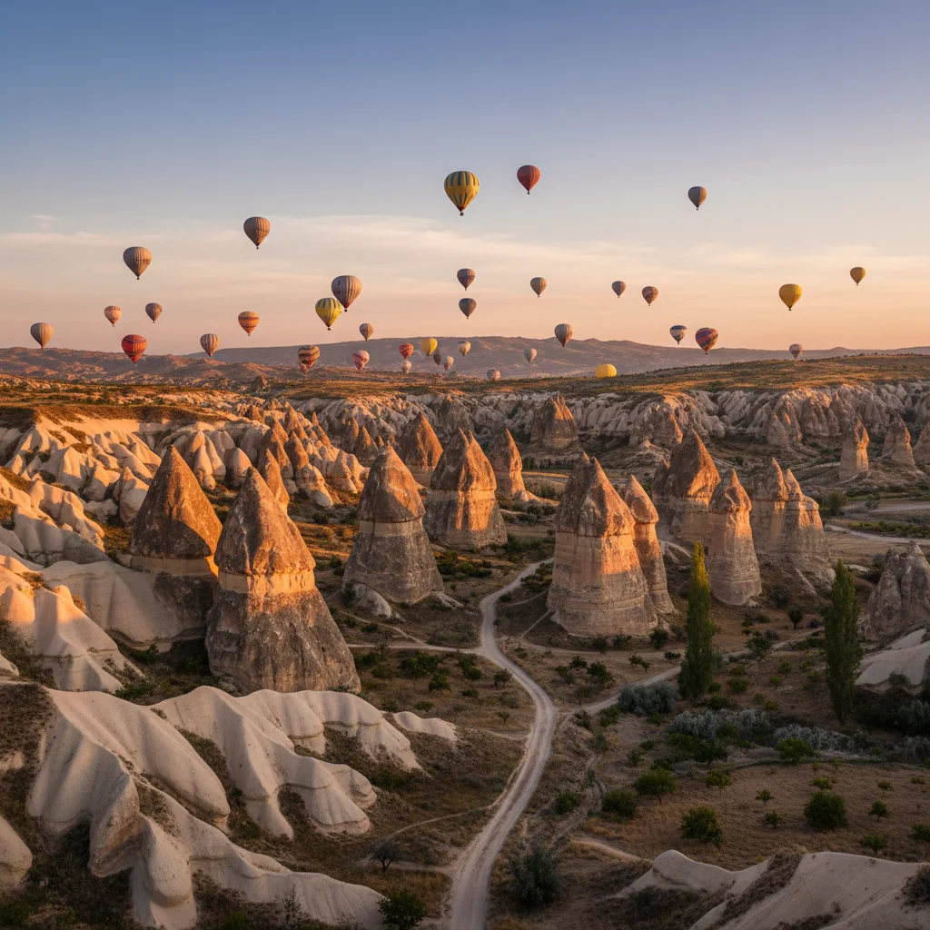 cappadocia hot air balloons fairy chimneys landscape