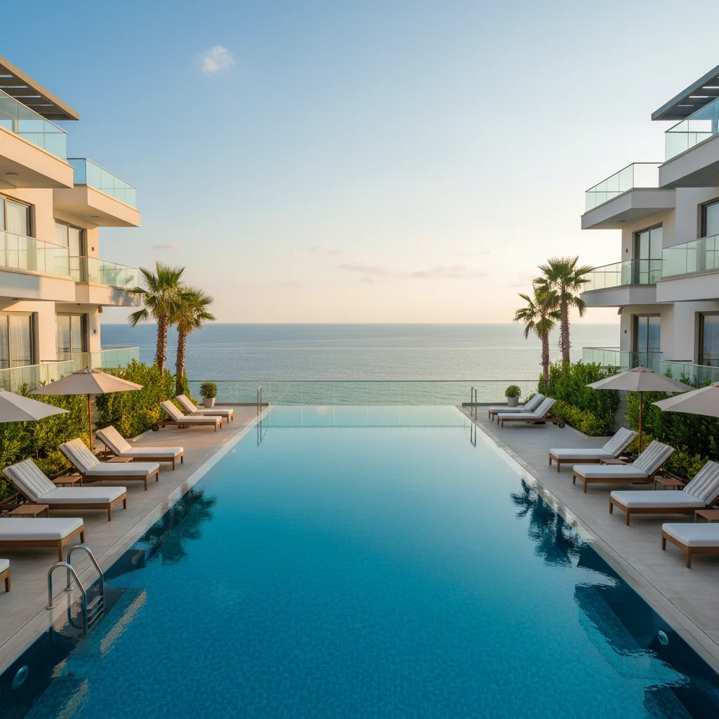 luxury turkish apartment complex swimming pool sea