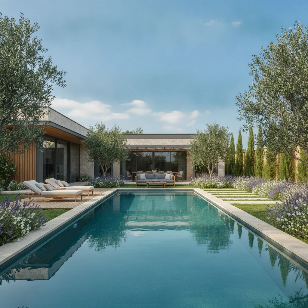 modern turkish villa swimming pool garden