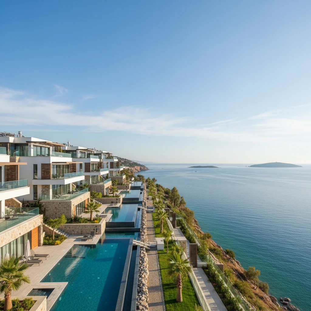 turkish coastal apartment complex sea view