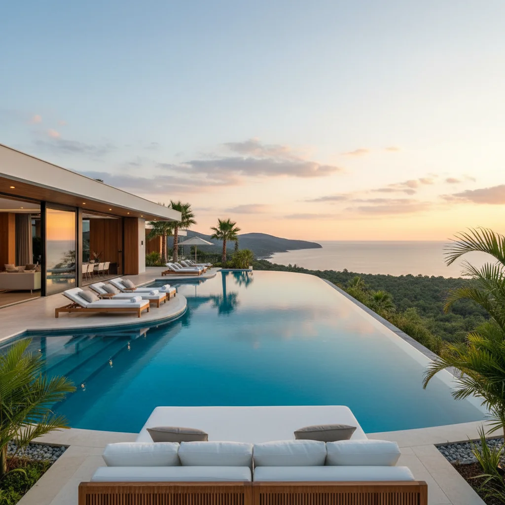 luxury modern villa swimming pool antalya